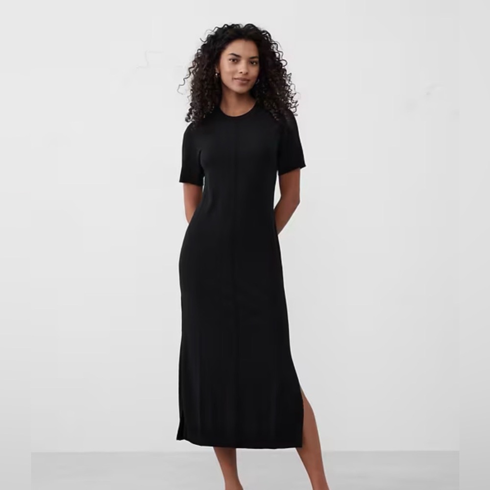 NWT- Banana Republic-SEAMED MIDI SWEATER DRESS-Black-Size Small